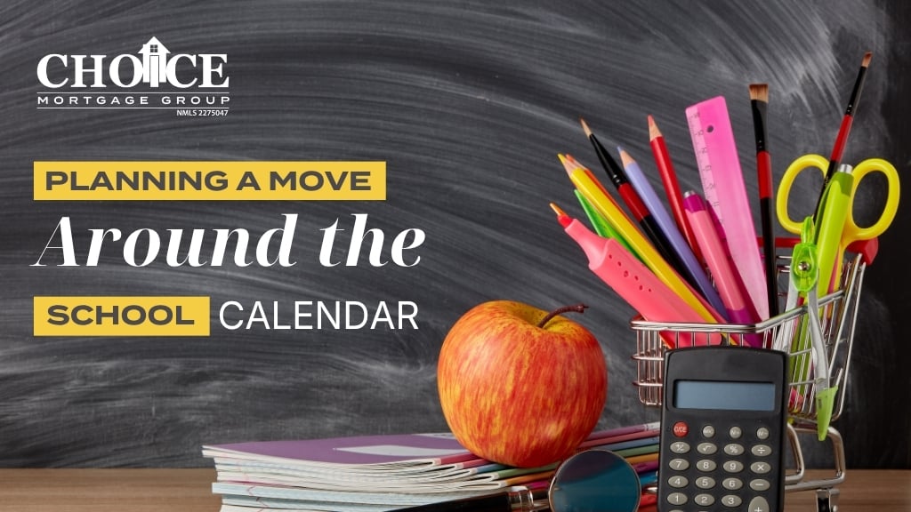 Family planning a move during the school year while organizing boxes, school supplies, and a home buying timeline